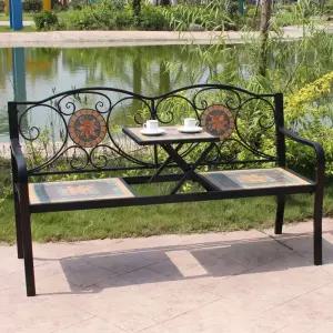 야외 벤치 의자 엔틱 일체형 옥상 철제 북유럽 테이블