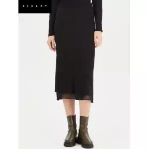 시슬리 우븐 배색 H라인 스커트_SAKS02341