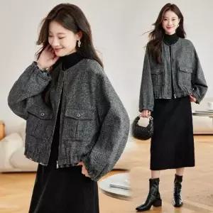 여성 모직 투피스 페이크 반코트 잠바 점퍼 집업 야구 봄가을 1PICK3