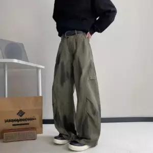 팬츠 남성용 청 빈티지 와이드 카고 나염 서해안 BE1