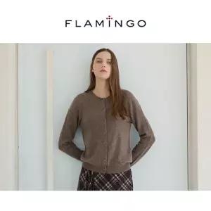 [최저특가][후라밍고] 더 프리미엄 화이트 캐시미어 100% 라운드 가디건 (모카브라운)