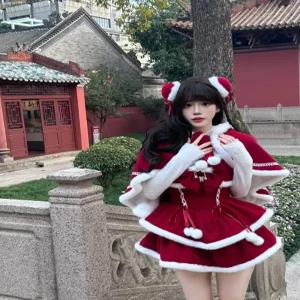 여성 산타복 코스프레 세트 의상 여자산타복세트원피스타입 크리스마스의상 산타의상 코스튬