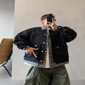 가을 투피스 트렌드 코트 남자하프코트 자켓 가짜 체크 ible3