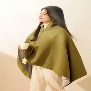 발열 전기담요 망토 세탁가능 지퍼 충전식 온도조절 캠핑 전기 입는담요 담요 무릎 극세사