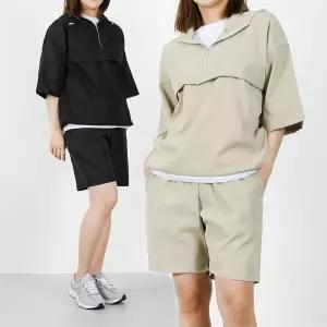 여자 빅사이즈 M~4XL 반팔후드아노락 5부팬츠 상의 하의