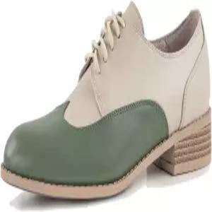 유라이트 여성 포인티드 토 윈팁 브루지 옥스포드 슈즈 오픈뱀프 빈티지 그린과 브라운