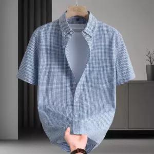 캐주얼 오피스룩 남성용 셔츠 슬림핏 퀄리티 체크 짧은 데일리 패피1