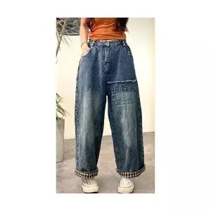 바지 여사친 가을 청바지 롤업 체크 밴딩 배기핏 1PICK3