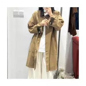 여성용 롱 하프 가을 캐주얼 트렌치코트 가디건 터틀넥 카디건 상의 기장 CH3
