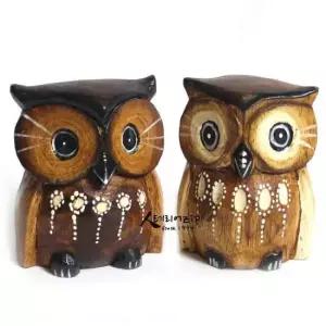 크리스마스선물 원목부엉이 부부 목각부엉이 목각인형