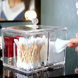 화장솜 면봉 투명 케이스 화장대 정리함 수납 보관함 화장품 정리대 화장솜통 면봉통