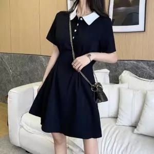 화이트 카라 데이트 하객룩 패션 블랙 미니 원피스 반팔 여자 예쁜 여름 여성 검은 색원