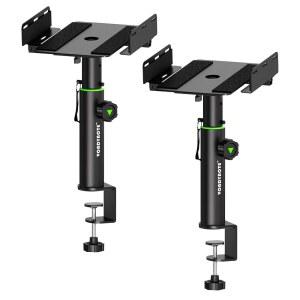 [미국배송] 본디노트 듀얼 사이드 클램핑 스튜디오 모니터 2종 세트 스탠드 짧은 데스크톱 클램프 스피커 높이 조절 가능한 상판 나사 장착