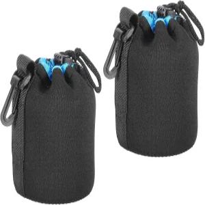 파티킬 카메라 렌즈 가방 두꺼운 보호 네오프렌이 포함된 2개의 3.3인치 ID x 5.5인치 H 드로스트링 파우치