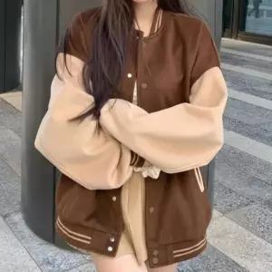 /옷자락 여자 루즈핏 도톰한 베이직 야구점퍼