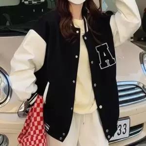 /옷자락 여자 가을 겨울 오버핏 로고 야구점퍼