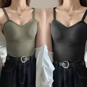 캡내장 골지 슬리브리스 브라 탑 나시 자켓 이너 쫄티