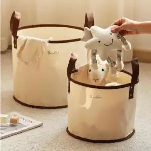 [문구/오피스] 다용도 캔버스 수납함 원형 세탁물 보관함