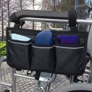 휴대용 휠체어 스토리지 파우치 유모차 의자 보조보행기 스트랩조절 포켓 지퍼