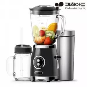 키친아트 믹서기 블렌더 304스텐 텀블러 유리용기 블랙 KM-R304KF