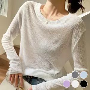 시스루 니트 루즈핏 긴팔 티셔츠 URD-533 여자긴팔니트 여름니트 스윗니트 여리니트