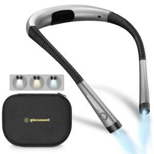 [미국배송] EVA 케이스가 있는 글로센트 책등 3색 및 6밝기 독서등 구부릴 수 목등 내구성 충전식 램프 침대에서 읽기에 완벽한 뜨개질 수리 책 애호가 선물