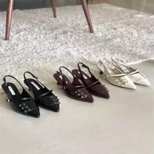 이쁜수작 여성 봄여름 가죽 슬링백 플랫펌프스 5cm T2607