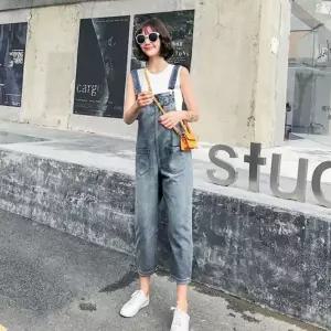 여자 10대 연청 데님 멜빵바지 데일리 캠핑 피크닉룩 NQp6+2RBg