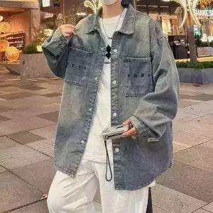 봄 빈티지 남친 청 칼라 그라데이션 긴팔 워싱 라이셀 남방 셔츠 BE1