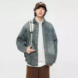 청 가을 빈티지 남자 긴팔 빅사이즈 셔츠 그라데이션 남방 상의 BE3