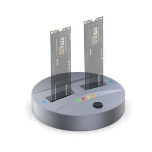 GODO NVMe /SATA M.2 복제기 듀얼 베이 오프라인 클론 USB C to 도킹 스테이션 M2 SSD M 키 B+M 하드 드라이브 인클로저 도구 프리 알루미늄 10Gbps USB3.1 Gen2 Type-C 어댑터