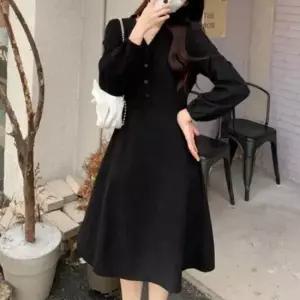 여름롱원피스 가을 골덴 셔링 A라인 긴팔 브이넥 코듀로이 롱 원피스