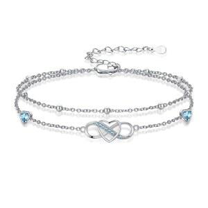 여성 코예케이 발찌 925 스털링 실버 더블 인피니티 발목 팔찌 방수 여름 주얼리 기념 생일 선물