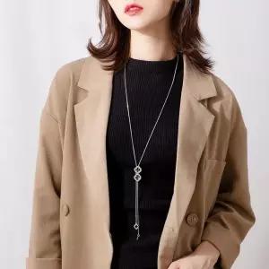 [유토피아]블랙 화이트 크리스탈 길이조절 패션 롱 긴 목걸이 지르코니아목걸이 패션목걸이 초커목걸이 쥬