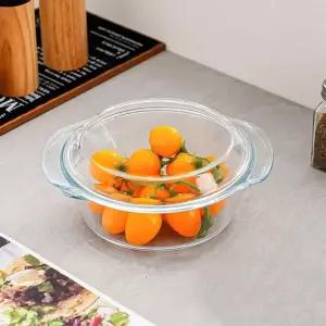 원형 내열유리 뚜껑 오븐그릇 전자레인지 용기 1000ml