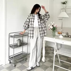 [시노코] 미니멀 세미 와이드 쿨링 밴딩 팬츠 W25LP109