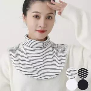 여성 스트라이프 베이직 목이 따뜻한 페이크 목폴라 레이어드목티 공갈폴라 페이크반폴라