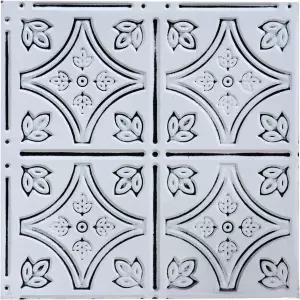 홀리데코 양철 벽 타일 네일업 천장 계단 라이저 주방 백스플래시 - 앤티크 화이트 12x12 인치