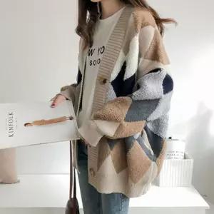 [유토피아]데일리 여성 가을 겨울 아가일 캐주얼 가디건 자켓 여성가을가디건 남자가디건 여성니트가디건