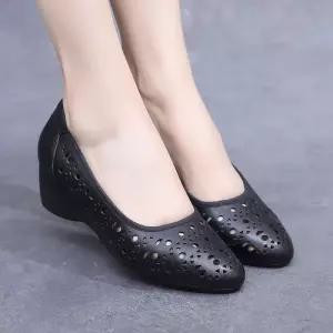 여사친 빈티지 여름 구두 힐 단화 샌들 소프트 리얼 웨지힐 가죽 펀칭 웨지 원픽5