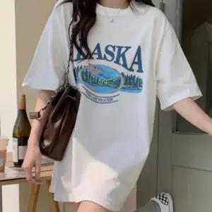 [알티피아]프린팅 여성 프린트 티셔츠 티 오버핏 흰색 반팔 박스 프린트티셔츠