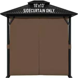 Aoodor 10x13피트 야외 가제보 커튼 4개 패널 방수 프라이버시 사이드월 교체 파티오 퍼골라 및 캐노피용