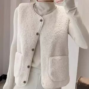 겨울 뽀글이 조끼 지퍼 단추 여성 양털 후리스 베스트 양모 JlS8+9lnT