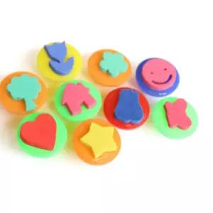 [블루마켓]EVA 손잡이 도장 6종 유아 미술놀이 모양찍기 꾸미기 만들기재료 EVA도장 꾸미기용품 방과후놀이