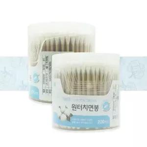 TK 원터치 원형면봉 200p 대용량 우드스틱 위생 귀세정 케이스형 귀지제거