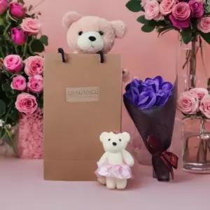 [유일] 향기로운 기념일 선물 비누꽃다발 졸업식 프로포즈 곰인형 블루 세트 여자친구