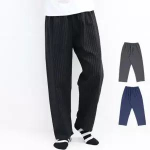 남성 밴딩 스트라이프 겉기모 홈웨어 9부 파자마 바지_3