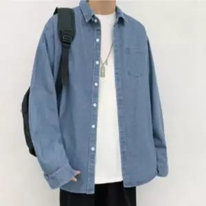 셔츠 데님 캐주얼 남성 댄디 청 오버핏 남방 셔츠