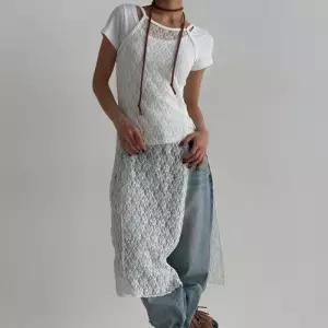 브리치 옷자락 여자 레이스 롱나시 앞트임 레이어드 시스루 롱원피스 175481