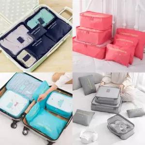 [도매라인] 여행용파우치 6종세트 캐리어 이너백 여행 정리용 수납가방 다용도 소품케이스 캐리어파우치